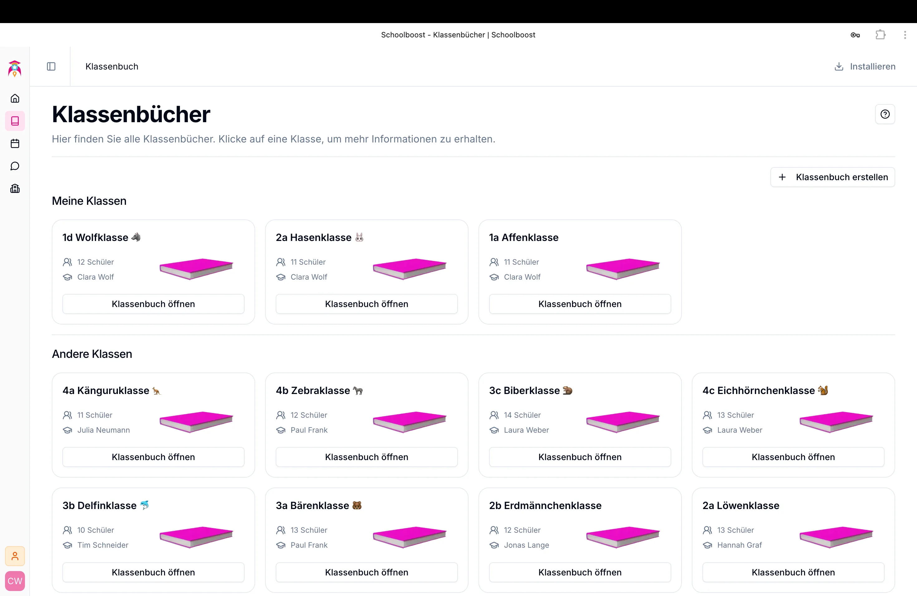 Klassenbücher Übersicht